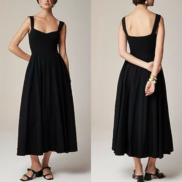 Dresses & Skirts - J.CREW Tank Midi Dress Women XXS Poplin Skirt NEW Black A-Line Pockets CA647